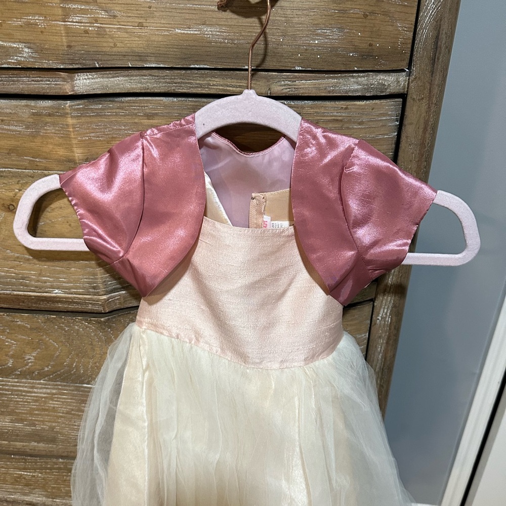 Kids Dream girls dress pink with ivory lace